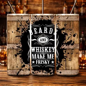 Beards&Whiskey Stainless Steel Tumbler-20oz-Dual Insulated-reusable Metal Straw-Lid-Gift For Her-Birthday Drinkware Flasks Portable - Bottled, Bottles