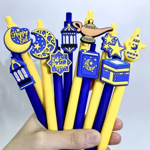 5pcs/10pcs Creative Minimalist Ramadan Patch Gel Pens, Candy Color Click Pens, Student Stationery Gift Pens, High-Quality Ramadan Series Gel Pens, Random Colors