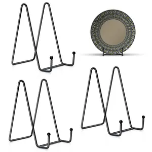3 Pack 6 Inch Plate Stands for Display, Plate Holder Display Stand, Picture Frame Stand Black Metal Frame Holder Stands for Book,Small Easel,Decorative Plate,Photo and Platter,Tabletop Art Matte Organiser