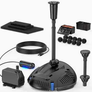 NFESOLAR Pond Filter with Pond Pump Fountain, All-in-one 660 GPH Pond Filter Fountain Kit with 3-Layer Filtration, UV Clarifier for Outdoor Ponds, Fish Tank, Pool, Garden Waterscape (Corded Electric)