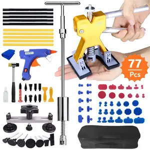 77pcs Paintless Dent Repair Kit with Adjustable Dent Puller & Glue Gun - DIY Car, SUV, Motorcycle Dent Removal - - Suction Cup System for Auto Body, Fridge, Washing Machine Hail，dent puller kit (US Plug）