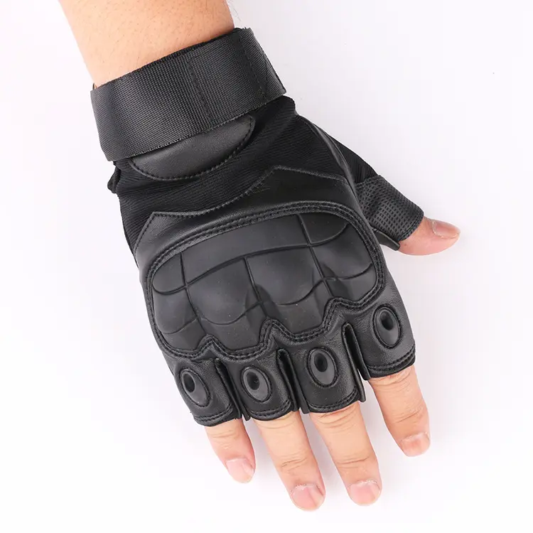 PU soft shell half finger   black