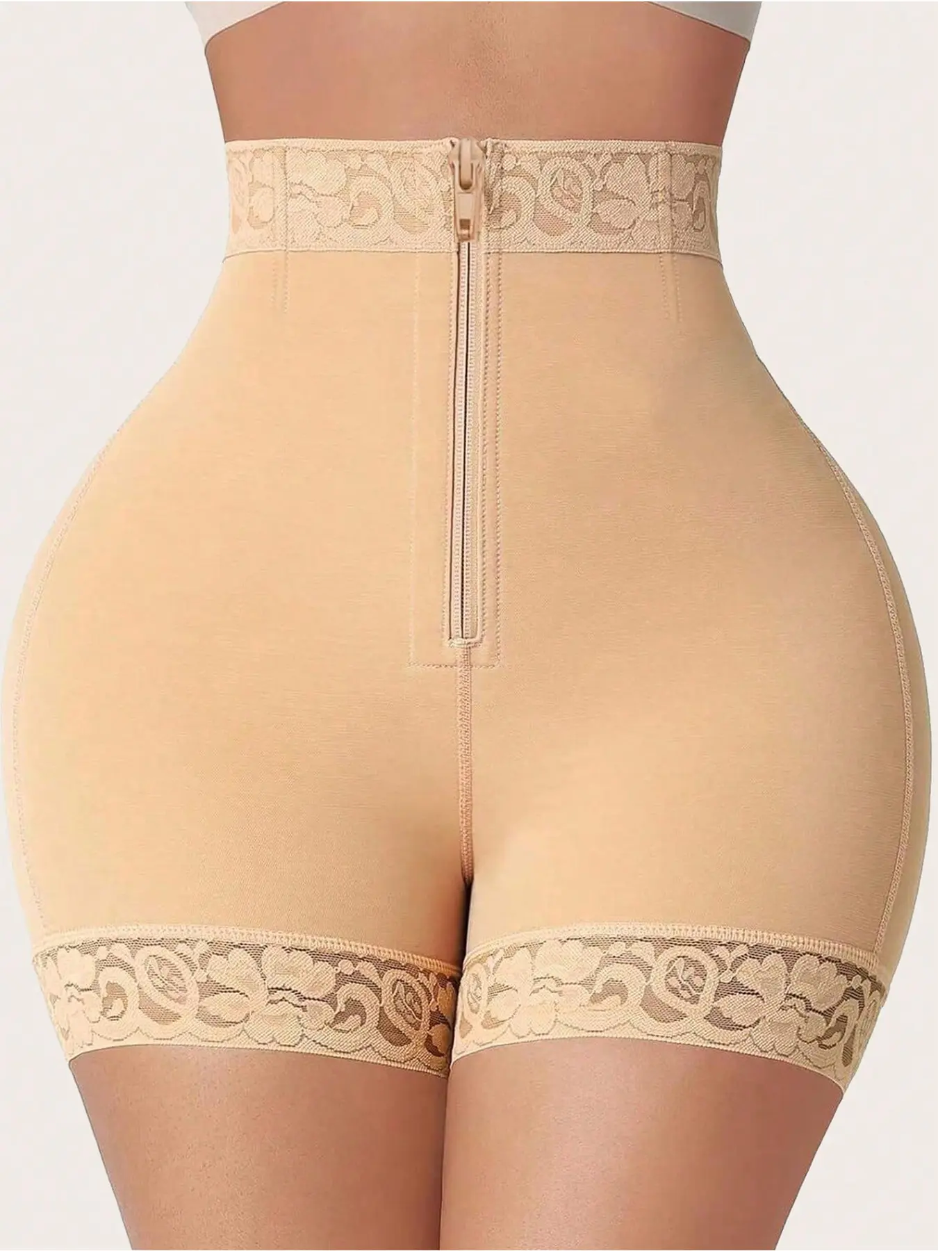 Shapewear Bodysuit for Women, Tummy Control Faja with Smooth Breathable Mesh Fabric, High Waistband Butt Lifter Shorts with Lace Bottom, Comfortable, Hip