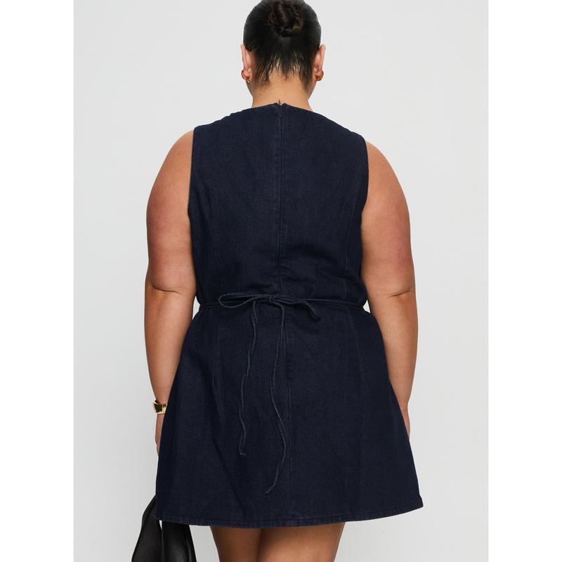 Ainsleigh Shift Denim Playsuit Dark Wash Curve