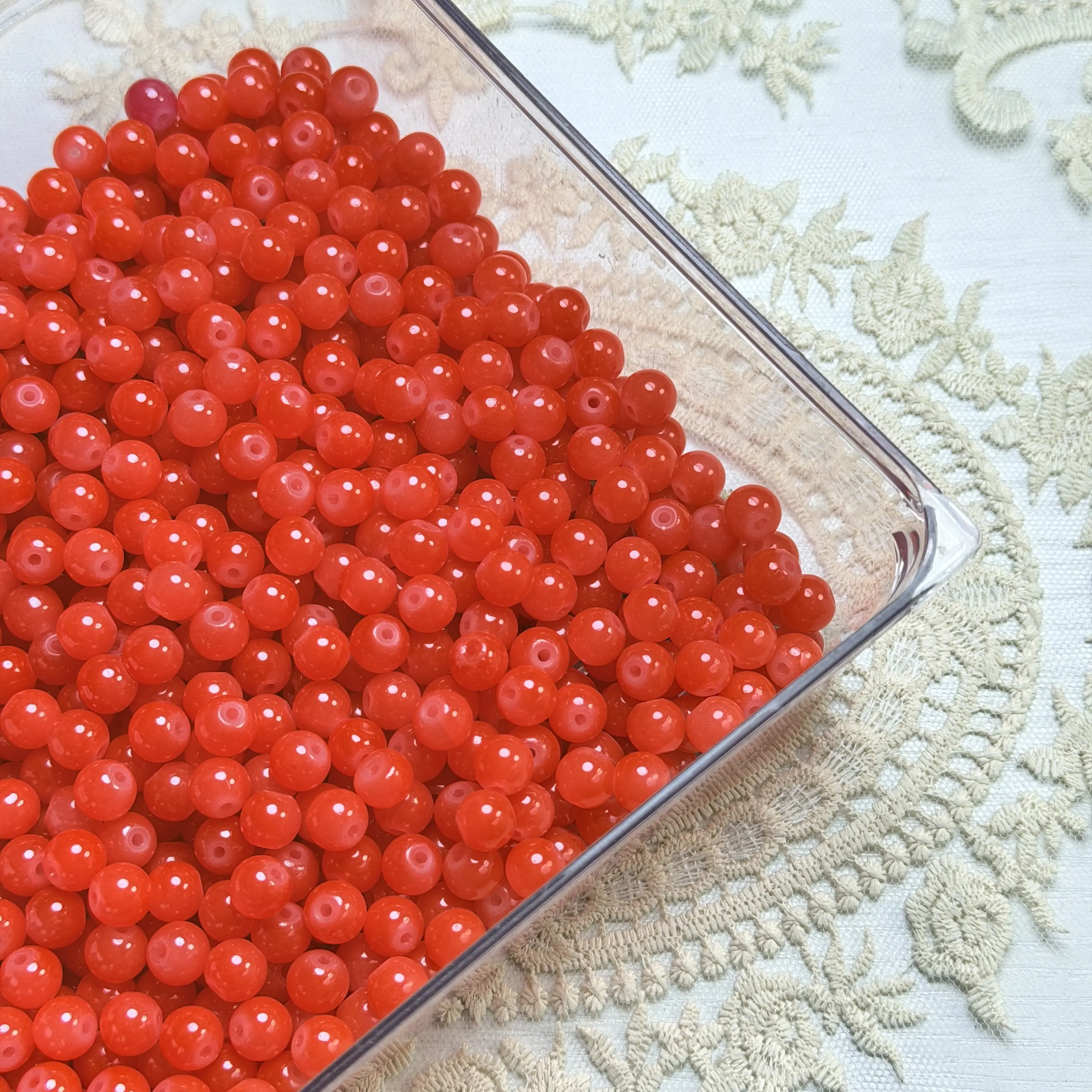 【A24】8mm Red Glass Bead 50ml