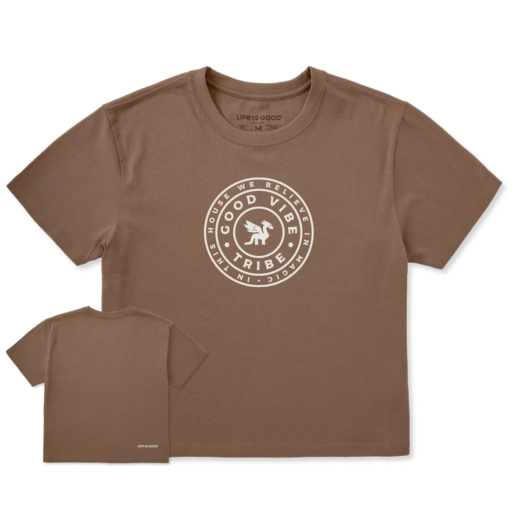 Women's Dragon Good Vibe Tribe Coin Short Sleeve Crusher Boxy Tee