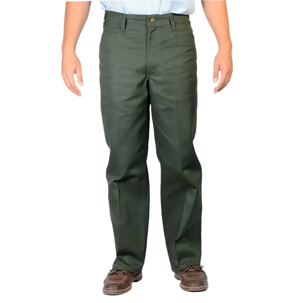 Ben Davis Men's Original Plain Work Pants in Olive Green - Regular Fit Cotton Blend Menswear, All Seasons & Pocket-Equipped, Button, Work Wear, Everyday, Below Ankle, Machine Washable, Reliability