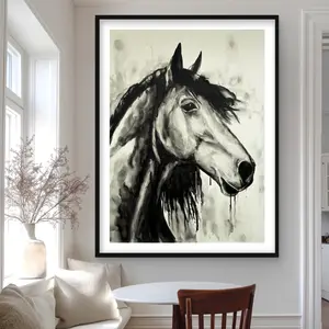 Begin Home Decor C1FM3648UOC63G 36 x 48 in. Spirit Horse - Beige Office Framed Matted Print Wall Art - Home Decor
