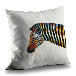 Begin Home Decor C1PT1414TPVZJG 14 x 14 in. Colorful Zebra Wildlife Animals Throw Pillow - Home Decor Insert