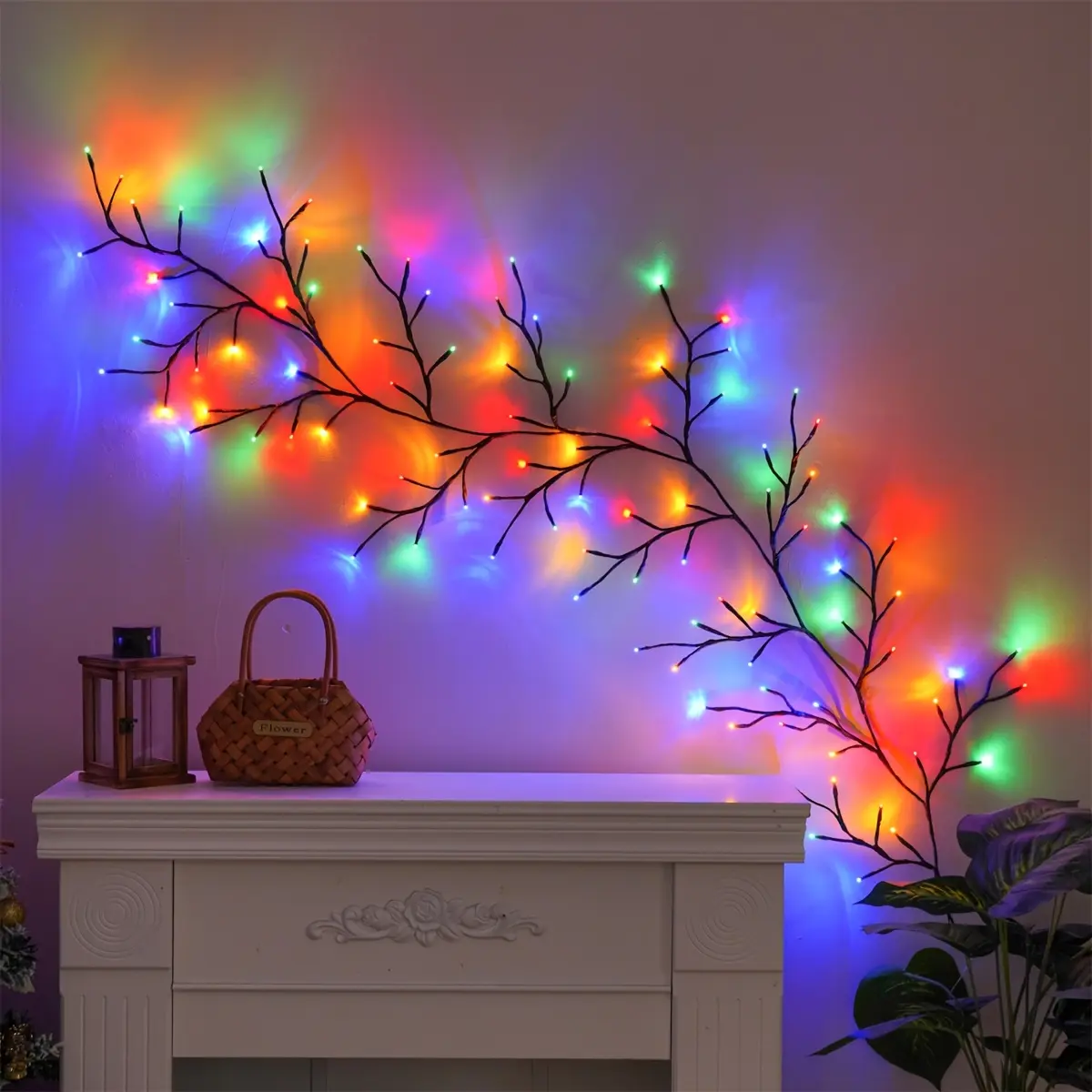 Colorful LED Vine Lights with Remote 6FT 96 LEDs Artificial Willow Branch Twig Garland RGB Multi-Color Changing Fairy String Lights for Bedroom Wall Decor, Christmas Party Wedding Aesthetic Decor, Branch Lights Indoor, Customizable Leds Indoor