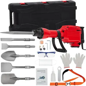 GARVEE 2200W Demolition Electric Jack Hammer with 6pcs Chisels Bit Set, Concrete Breaker Tool Kit Heavy Duty Power Hammer