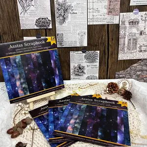 Universe Starry Sky Design Scrapbooking Paper Pad, 12 Sheets Scrapbooking Supplies, Scrapbooking Kit, Collage Art, Greeting Cards
