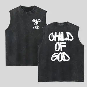 Vintage Child Of God Washed Tank Top, Gym Essential, Vintage Casual Crewneck Sleeveless Menswear Tops Classic Cotton Fabric Streetwear
