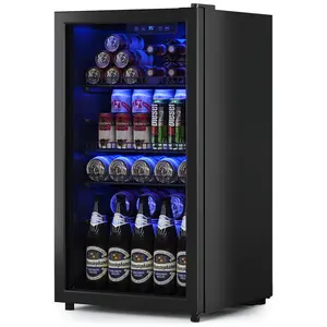 TEHANLD Beverage Refrigerator, Mini Fridge With Glass Door, Beverage Cooler Refrigerator, Wine Drink Beer Fridge, Adjustable Shelves