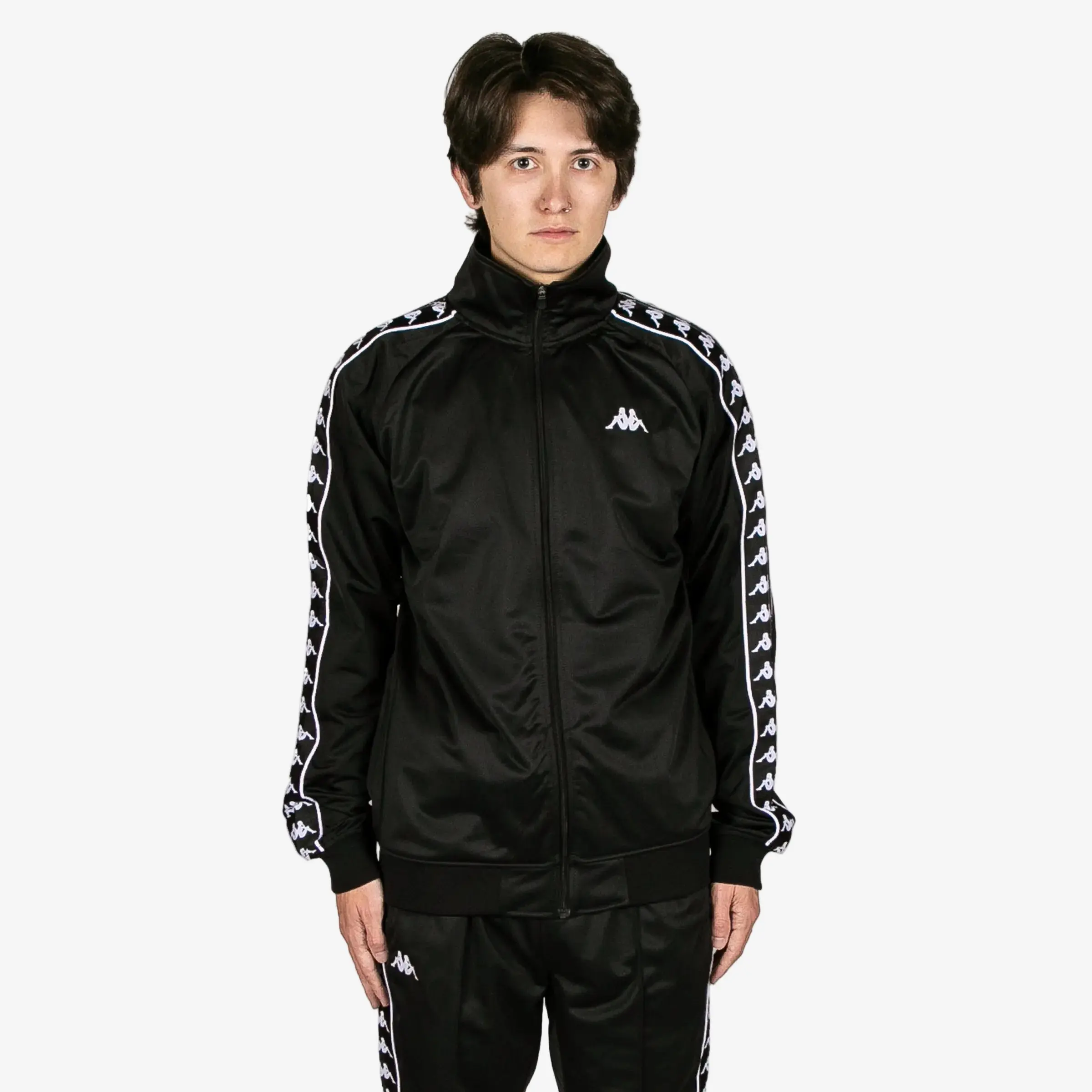 222 Banda Anniston Zip-Front Athletic Track Jacket - Black Outdoor Sports Clothing, Sports Outdoor Outerwear, Long Sleeve Tops with Standard Sizes for Activities