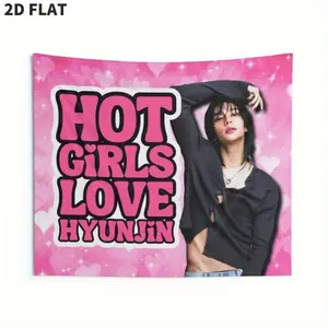 2D Flat, 2D FLAT 1pc SKZ Hyunjin Hot Girls Love Hyunjin Concert Banner -  Polyester Tapestry with Starry Design, Perfect for Kpop Fans, Birthdays & Concerts (60x40/60x51), Kpop Merchandise | Vibrant Print Quality | Durable Polyester, 2D Flat