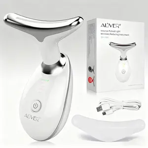 Aliver Neck Beauty Device USB Rechargeable Facial Massager Lifting Firming Skin Three Light Modes for Sagging Drooping Skin