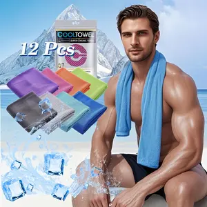 Cooling Towel, 12pcs/set Soft Breathable Chilly Towel, Microfiber Towel for Yoga, Sport, Gym, Workout, Camping, Fitness, Running, Workout & More Activities Absorbent Breathable Towel