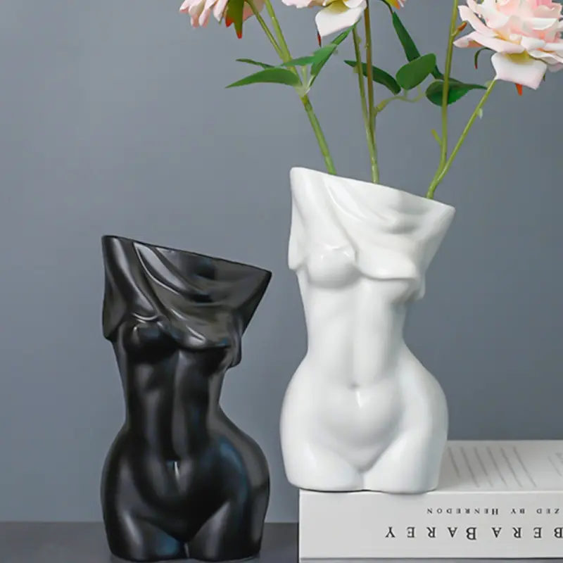 Nordic Ins Style Vase Decorative Ornament Creative Living Room Home Interior Decoration Accessories Human Body Art Flower Arrangement Imitation Ceramic Craft Luxurious Centerpieces Vases Dining Table Centerpiece