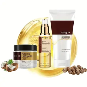 Spring, summer, autumn and winter hair care set, collagen hair mask+hair care essential oil+120g moisturizing and moisturizing shampoo three piece set and dry cleaning and repairing hair essence care element Hydrating Haircare