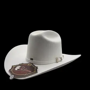 Premium 100X White Felt Cowboy Hat/Diamante White 100X Tejana Caballero Estilo Sinaloa Panter con Pluma