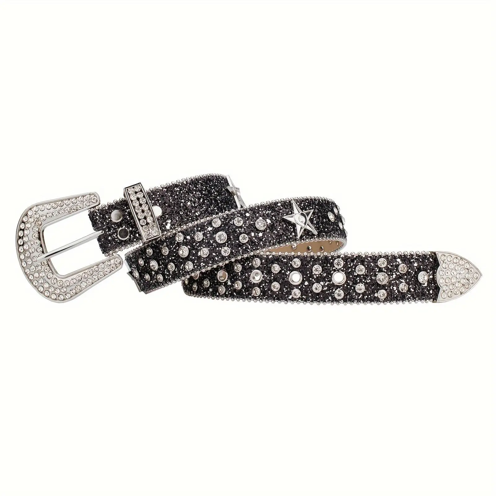 Y2K Cowgirl Core Rhinestone Belt Sparkling Western Buckle 