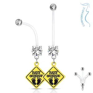 Clear Baby On Board Pregnancy Belly Ring