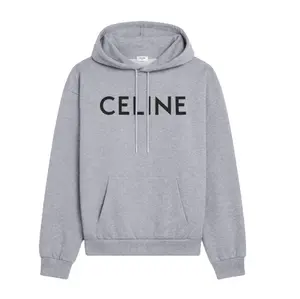 Celine Logo Hooded Sweatshirt Grey Black
