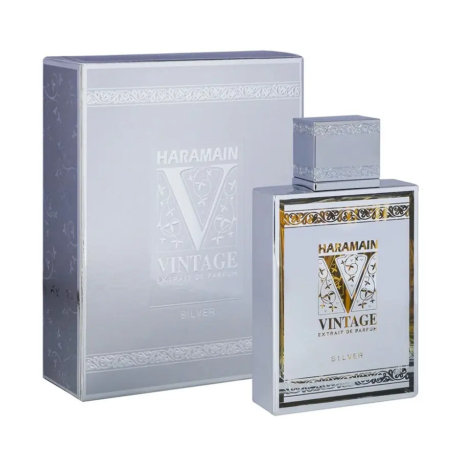 Al Haramain Vintage Silver Extrait De Parfum Spray Bottle - 3.33 fl oz Arab Men's Fragrance, Citrus Amber-Lemon Bergamot-Cedarwood-Lavender-Musk, Signature Scent for Scent Layering & Day-Night Wear, Boxed, Male Wear, Aromatic Scent Men's Fragrance