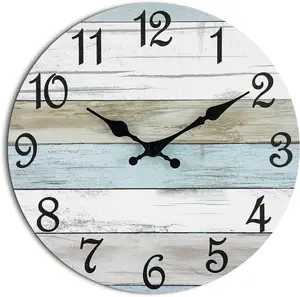 Clock Silent Non-Tick Battery Powered, Rustic Coastal Country Clock Decor Bathroom Kitchen Bedroom Living Room (10 Inch)