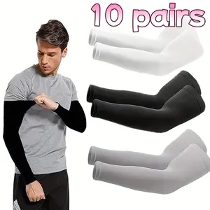 10 Pairs Sun Protection Sleeves for Men Women, Cool Compression Ice Sleeves for Sports Training Tattoo Sleeves, Sports Arm Sleeve