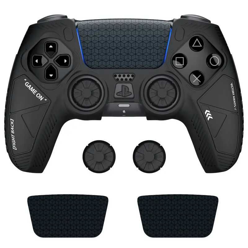 VIDPPLUING Durable Silicone Case Set for PlayStation 5 (PS5) Handheld Game Controllers - Skin-friendly, Anti-slip Surface, Drop-proof Gaming Accessory with Joystick Caps, Tactical Gloves, Protective Covers for Enhanced Control, Gamer Stuff