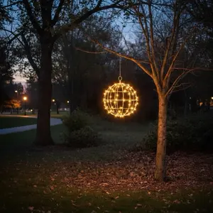 Globe and Glow Warm Incandescent 12″ Couture Light Balls Handcrafted Outdoor & Porch Decorations for Festive Nights Durable Steel Frame Weather Resistant Classic Warm Glow