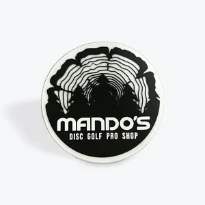 Mando's Disc Golf Patch - 3 Inch Soft PVC Velcro Back for Bags & Accessories - Black and White Design