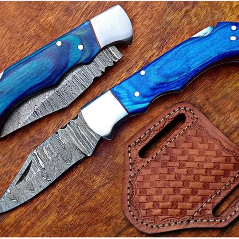 Handmade Damascus Pocket Folding EDC Knife Gife for Husband , Boyfriend,Anniversary