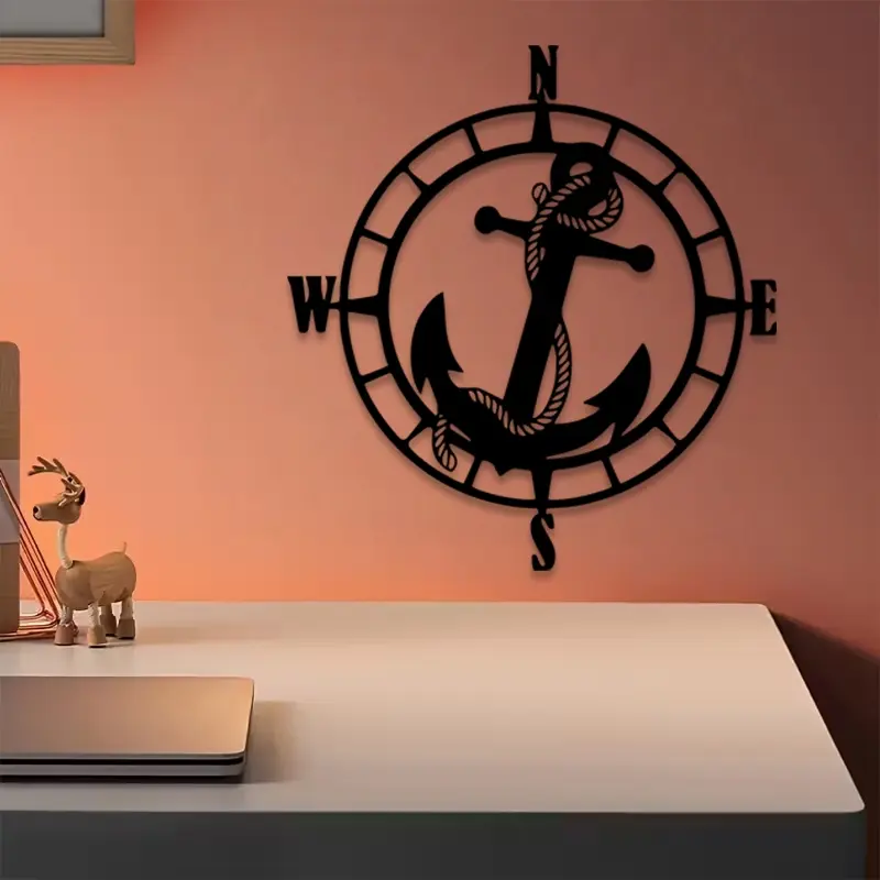 1pc Vintage Nautical Compass Metal Wall Art, Vintage Nautical Compass Statue Mural, Perfect for Home, Office, Room Decor, Christmas Decor, Ideal Gift for Men christmas decorations