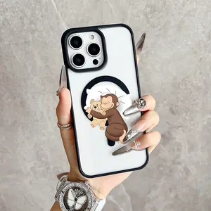 Sleepy Monkey Hug Magnetic MagSafe Snap Case for iPhone 17/16 Pro Max 15 Pro 14 13 12 Mini 11 XR XS Plus SE Shockproof Slim Protective Cover