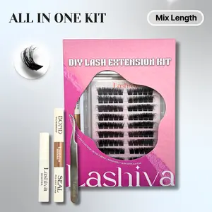 Lashiva MAIN CHARCTER - Doll Eye Lash Extension Kit | DIY D-Curl Lash Clusters (100 pcs, 10-18 mm) with Bond, Seal, Tweerzers and Removers | Mega-Volume,  Long-Lasting, Reusable | Beginner-Friendly, Makeup Eyelashes, Salon, Cosmetic, Water Proof