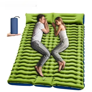 Double Sleeping Pad 4 Inch Thick Inflatable for Two with Pillow