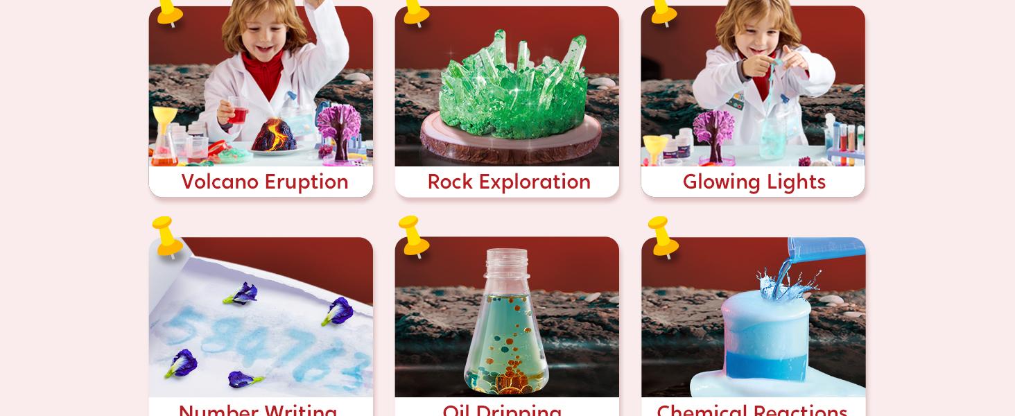 Amazing Science Kits- 85+ Experiments Educational Toys, STEM Activities with Erupting Volcano and Growing Crystal Tree for Kids Aged 6 7 8+ toys boys  easter gifts for kids