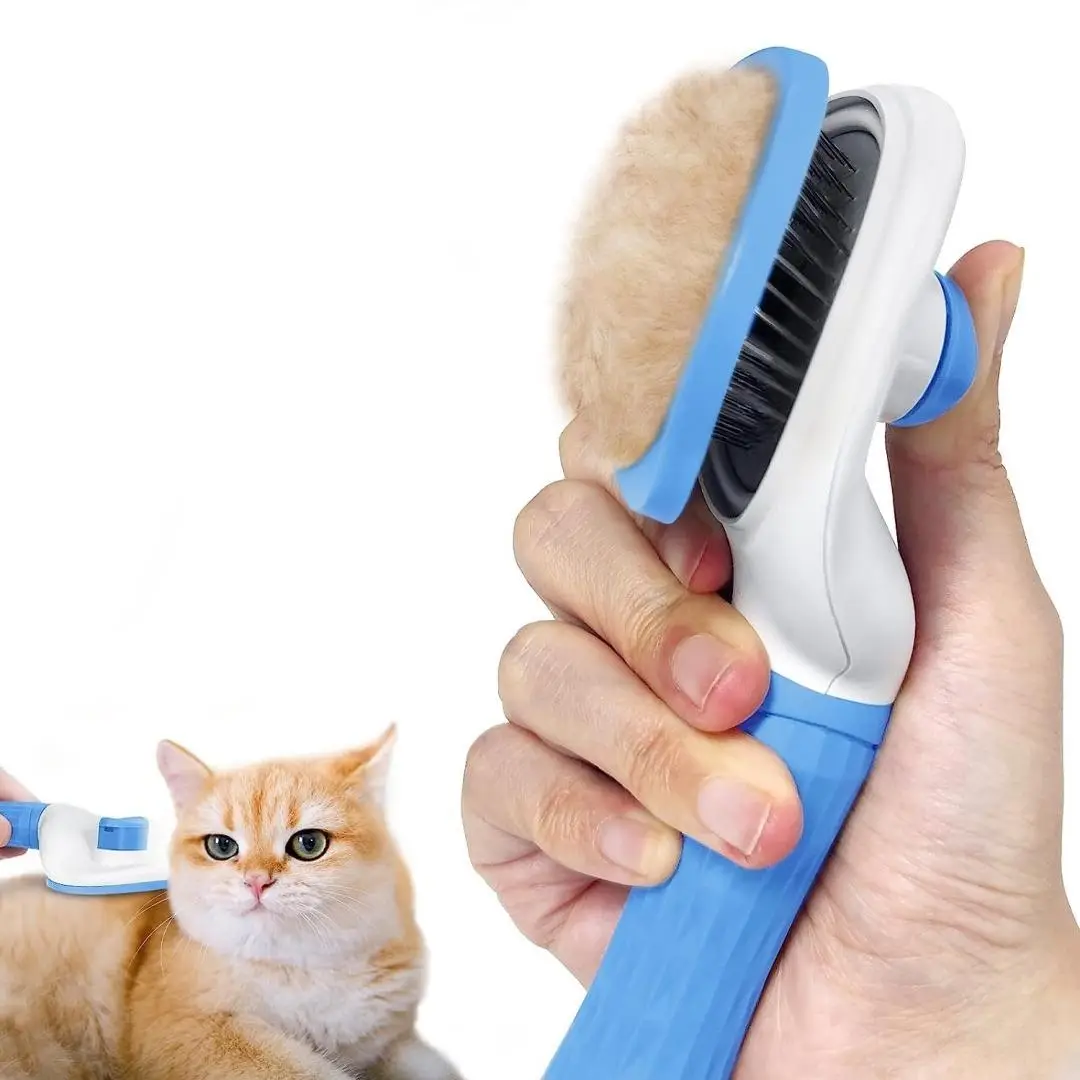 Pet Hair Removal Brush, Button Self-cleaning Hair Comb, For Cats And Dogs, Christmas Gift