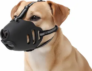 Soft Breathable Dog Muzzle, Adjustable Basket Style Mesh Muzzle Prevents Chewing and Biting for Grooming, Training and Daily Walks, Allows Panting and Drinking (Black,S)