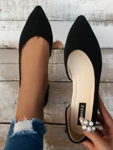 Women's New Fashion Pointed Toe Flat Shoes, Casual Trendy Flat, Side Cutout Details, Comfortable Casual Slip-Ons, All-Season Rubber Sole, Perfect for Work & Gifts