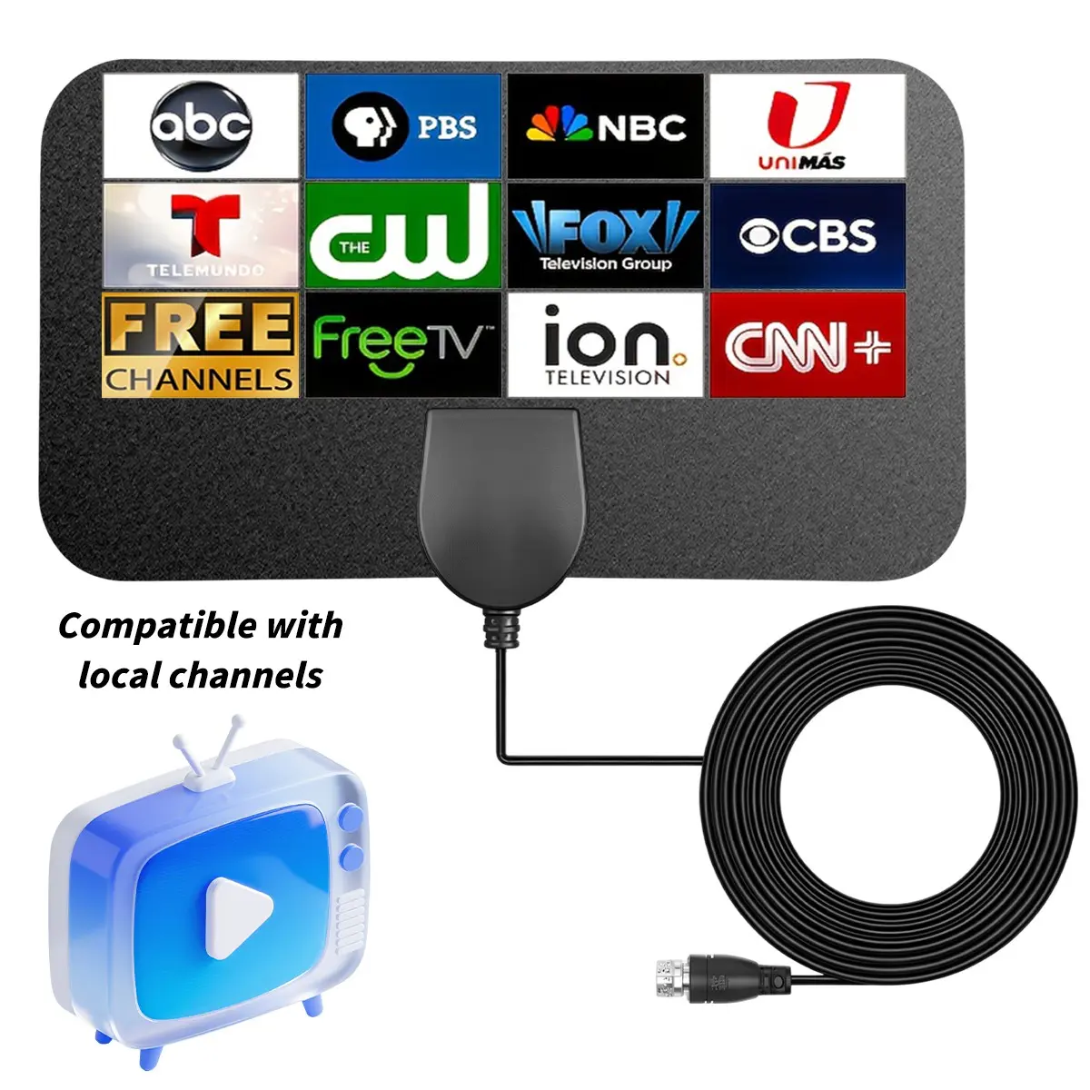 2026 TV Antenna Indoor, Indoor HDTV Antenna, Long Range Antenna for Smart TV, Digital Antenna with Amplifier Signal Booster for 4K 1080p Local Channels, Quick Installation
