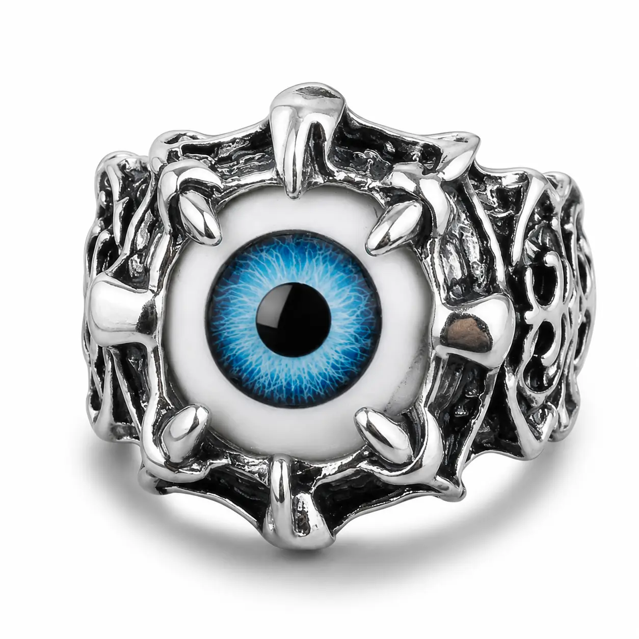 Men Evil Eye Ring Stainless Steel Gothic Vintage Blue Eye Statement Jewelry