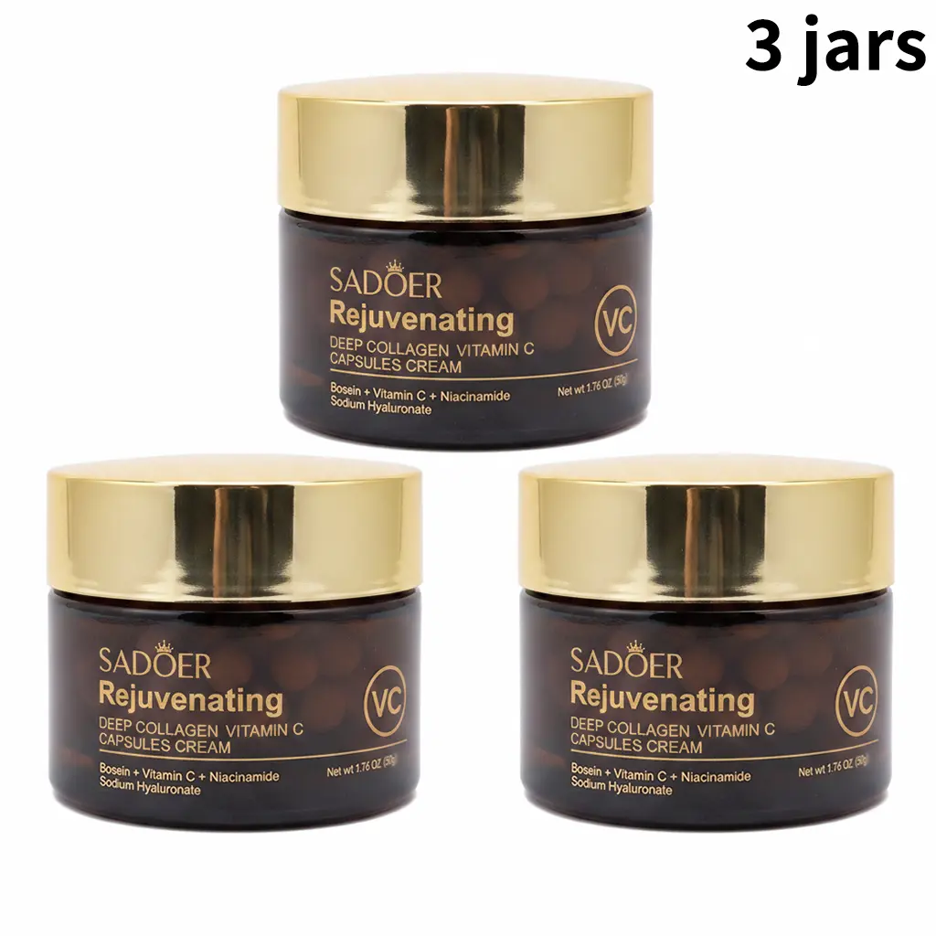 Collagen & Vitamin C Capsules Cream, Deeply Moisturizing & Nourishing Face Treatment with Firming Formula for Dry, Rough Skin, Daily Skincare 50g, Rejuvenating, Smooth, Hydrate