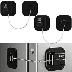 LMMAKE 2-Pack Keyless Code Password Refrigerator Locks, Childproof No-Drill Safety Latches for Fridge, Closet (Baby Anti-Pinch Security Hardware)