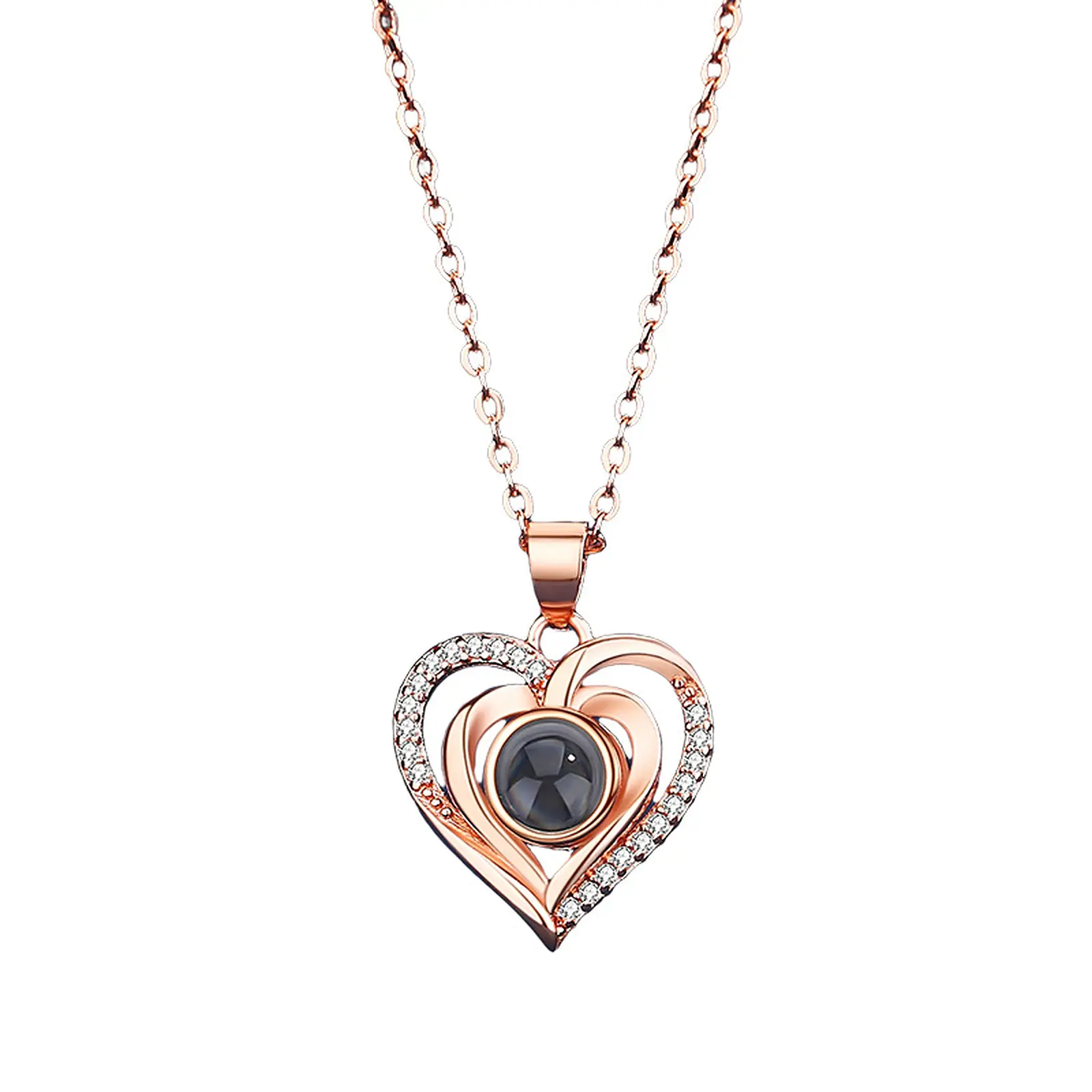 Heart Projection Photo Necklace, Projection Jewelry for Women, Personalized Memorial Picture Gift, Best Friend Gift, Birthday Gift Her jewelry men chain Gold Plated Stainless Steel Cuban Link Bracelet Sterling Necklace Silver Stud one luxury free shipping