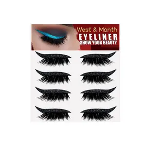 European and American four-pair eyelash and eyeliner stickers, glue-free self-adhesive gel strips, curling false eyelashes for eye decoration