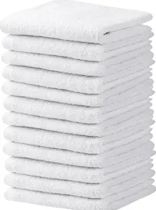 Towel and Linen Mart White Salon Towels, Pack of 12 (Not Bleach Proof, 16 x 27 Inches) Highly Absorbent Towels for Hand, Salon, Gym, Beauty, Spa, and Home Hair Care (White)